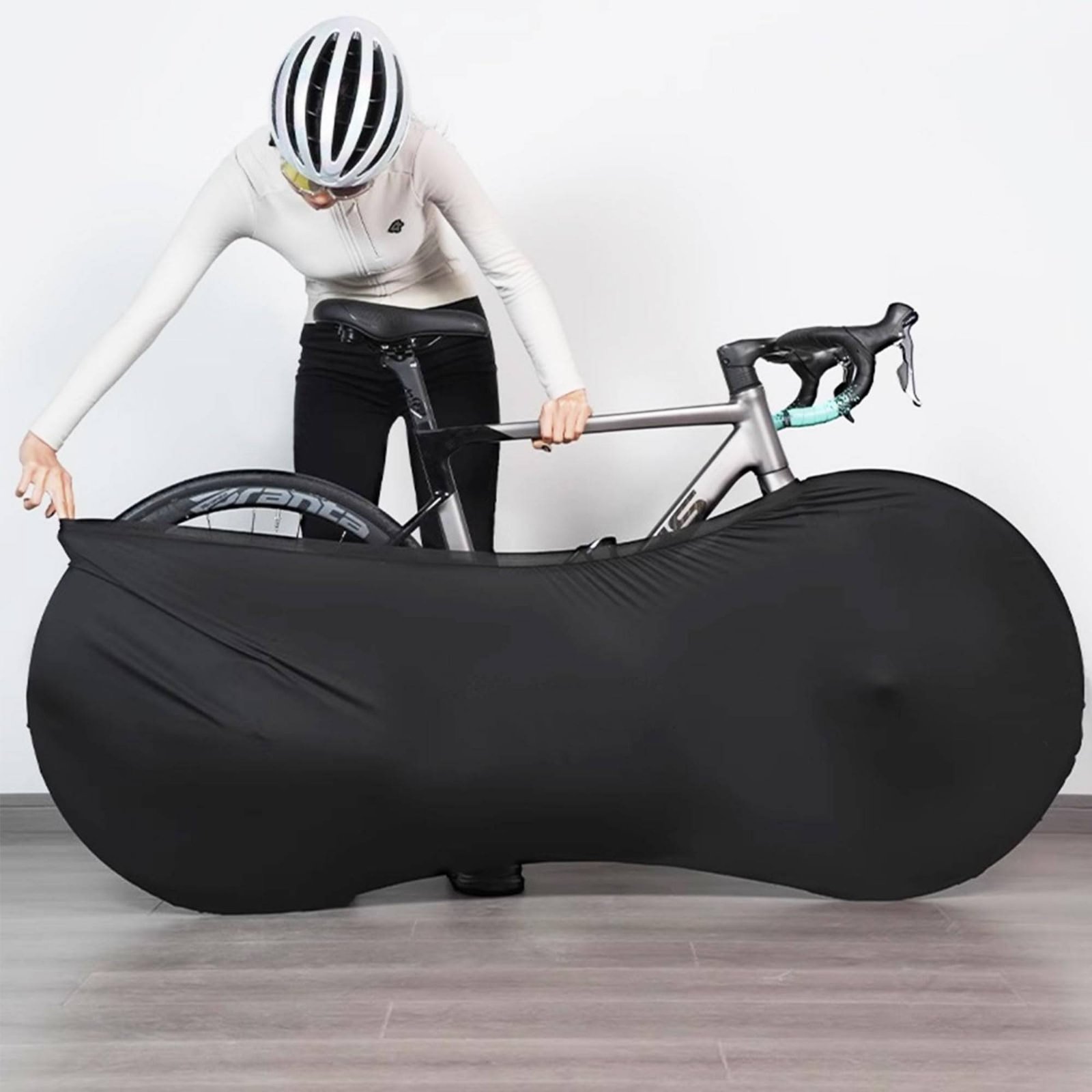 Cycling High Gear - ฝาครอบป้องกันจักรยาน ป้องกันฝุ่น ฝาครอบจักรยานแบบหุ้มเต็มตัว อุปกรณ์กลางแจ้ง วัสดุยืดหยุ่นสูง ทนทานสำหรับโรงรถ