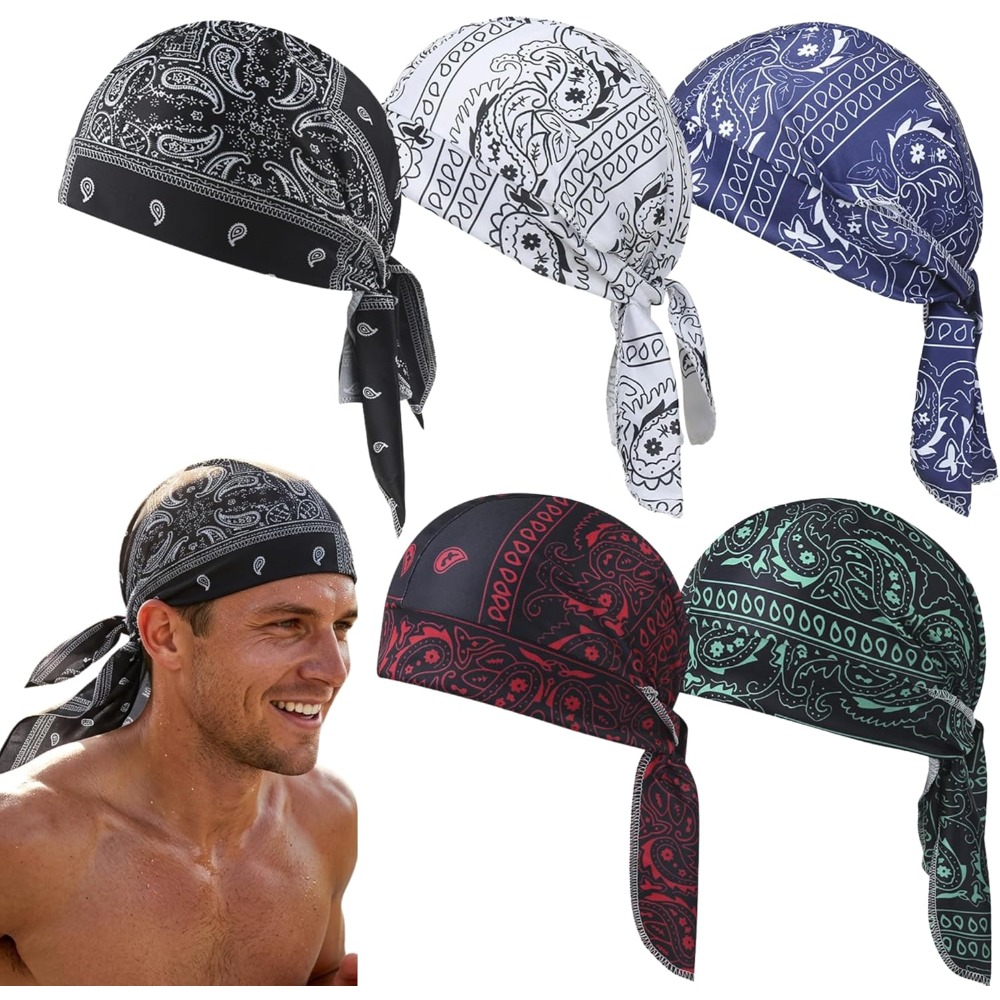 Cycling Gear Helmet - หมวกคลุมศีรษะแบบระบายอากาศ ซับเหงื่อ ลายเพสลีย์ สำหรับผู้ชายและผู้หญิง 1-5 ชิ้น