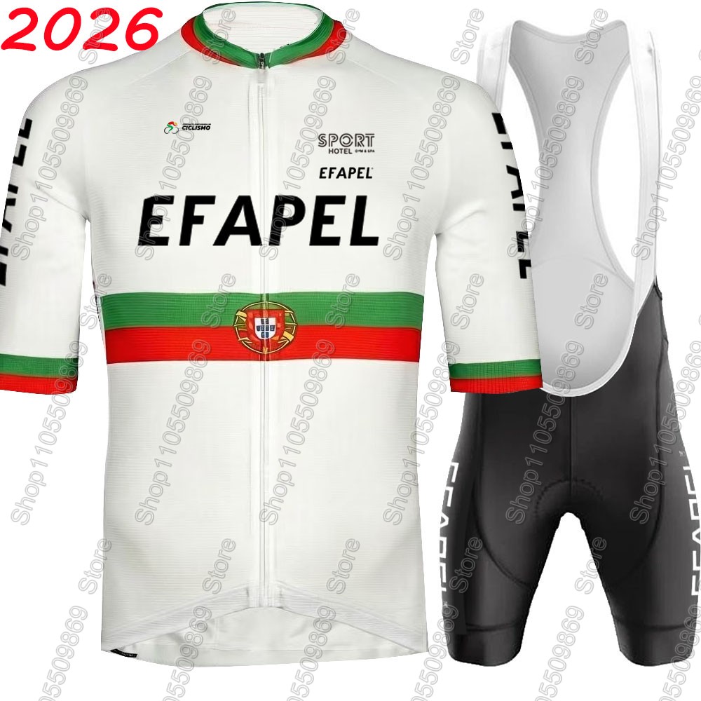 Cycling Bib Shorts - โปรตุเกส 2026 ชุดเสื้อเจอร์ซีย์ปั่นจักรยานทีม Efapel ชุดเสื้อผ้าปั่นจักรยานฤดูร้อน ชุดเสื้อจักรยานเสือหมอบ