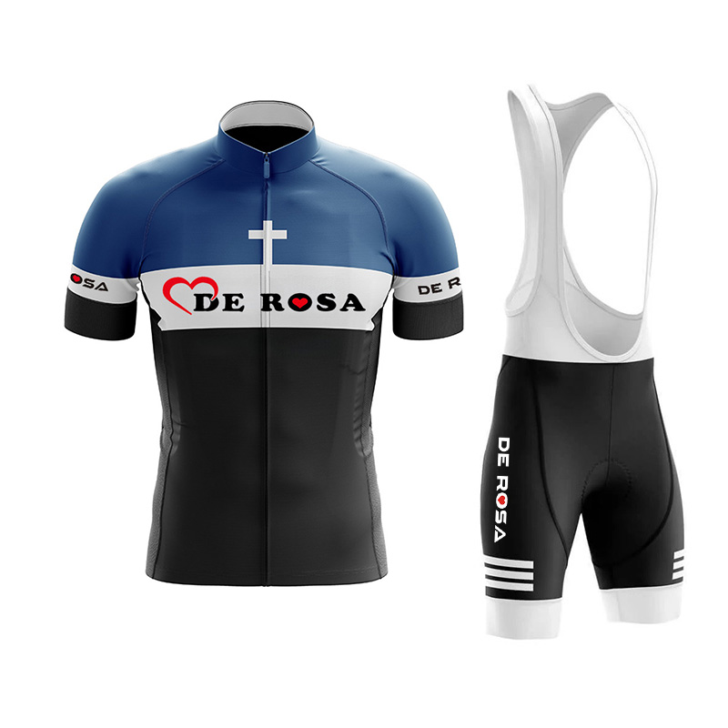 Cycling Bib Shorts - ชุดปั่นจักรยานเดอโรซา เสื้อเจอร์ซีย์แขนสั้นระบายอากาศแห้งเร็วสำหรับผู้ชาย และชุดกางเกงขาสั้นมีแผ่นรอง