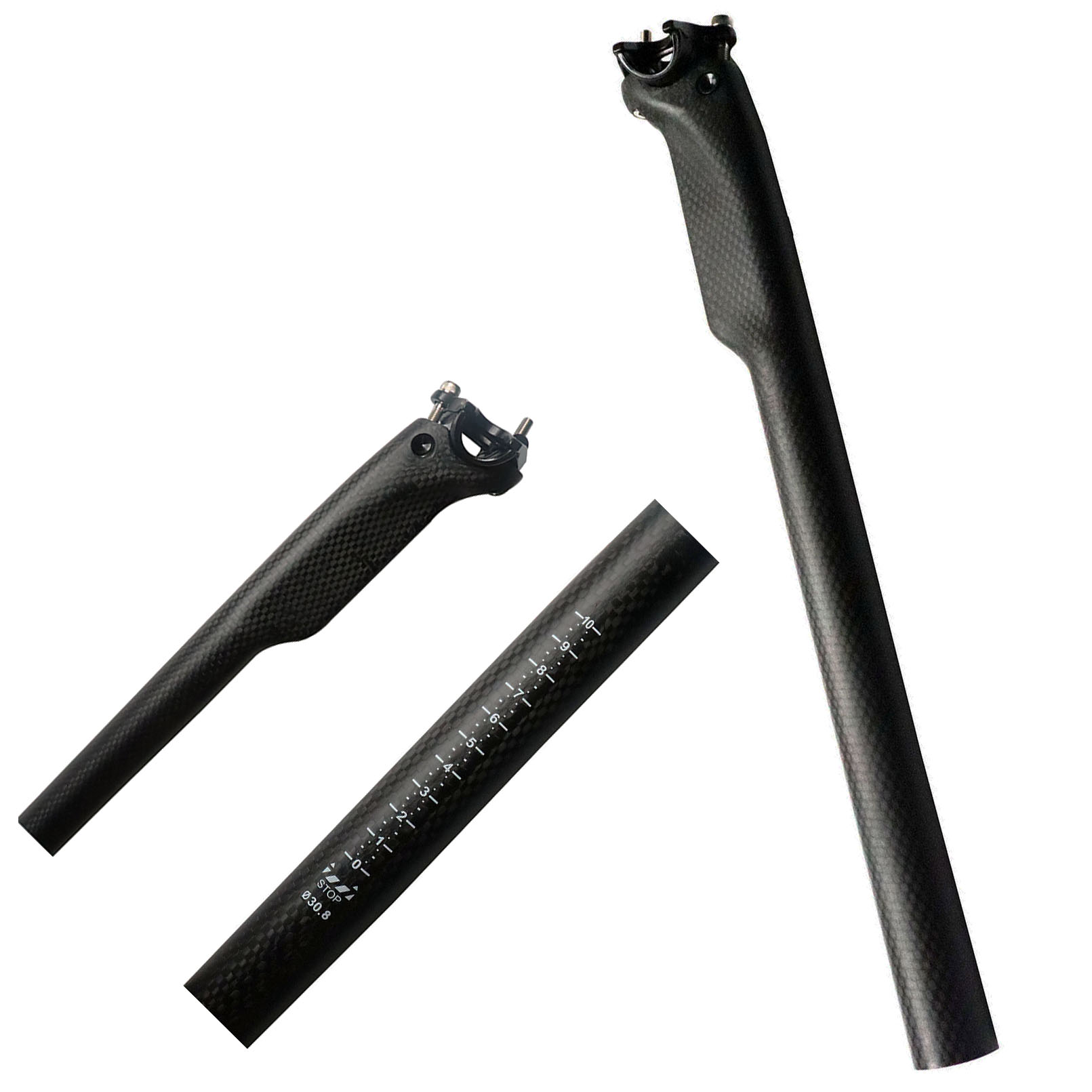 Carbon Fiber Saddle - 3K คาร์บอนไฟเบอร์ Seatpost MTB จักรยานเสือภูเขาจักรยานที่นั่งโพสต์จักรยานอะไหล่ 27.2/30.8/31.6x350/400