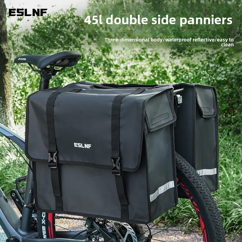 Cycling Gear Storage Rack - กระเป๋าจักรยานเสือภูเขาขนาดใหญ่ 45 ลิตร กระเป๋าติดท้ายรถจักรยาน กระเป๋าเก็บสัมภาระ กระเป๋าข้างเบาะหลังแบบสองด้าน