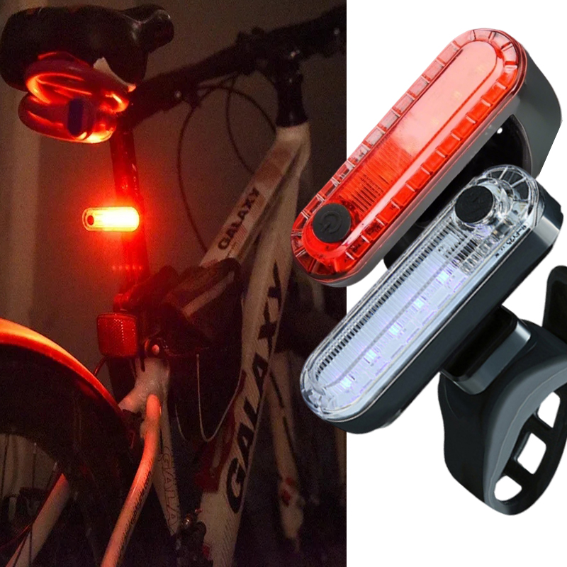 Bicycle Helmet - ไฟท้ายจักรยานด้านหลัง USB ชาร์จสีขาวสีแดง LED Bright ไฟท้ายจักรยานไฟเตือนความปลอดภัยหมวกกันน็อคอุปกรณ์ขี่จักรยาน