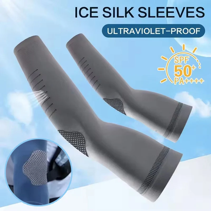 Cycling Arm Warmers - ปลอกแขนกันแดดฤดูร้อน ผ้าไหมน้ำแข็ง แห้งเร็ว ระบายอากาศ ซับเหงื่อ ยืดหยุ่น