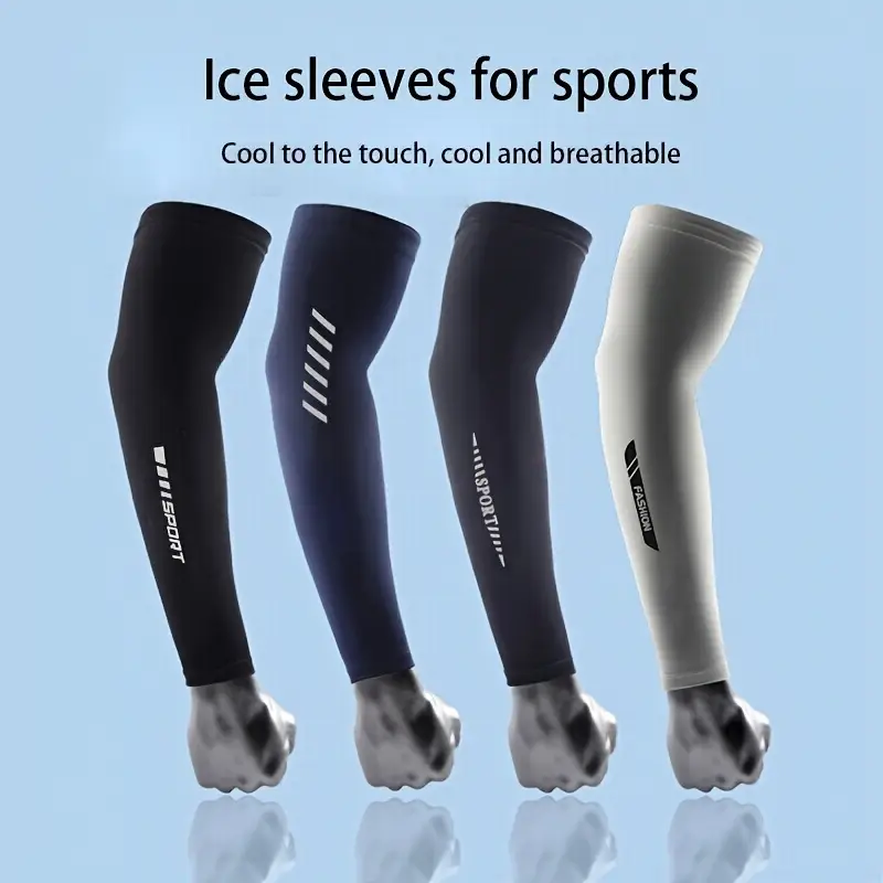 Cycling Arm Warmers - ผ้าไหมน้ําแข็งแขนป้องกันรังสียูวีขี่จักรยานแขนระบายความร้อนระบายอากาศแขนแขนผู้ชายผู้หญิงกีฬากลางแจ้งลื่นขี่จักรยานแขน