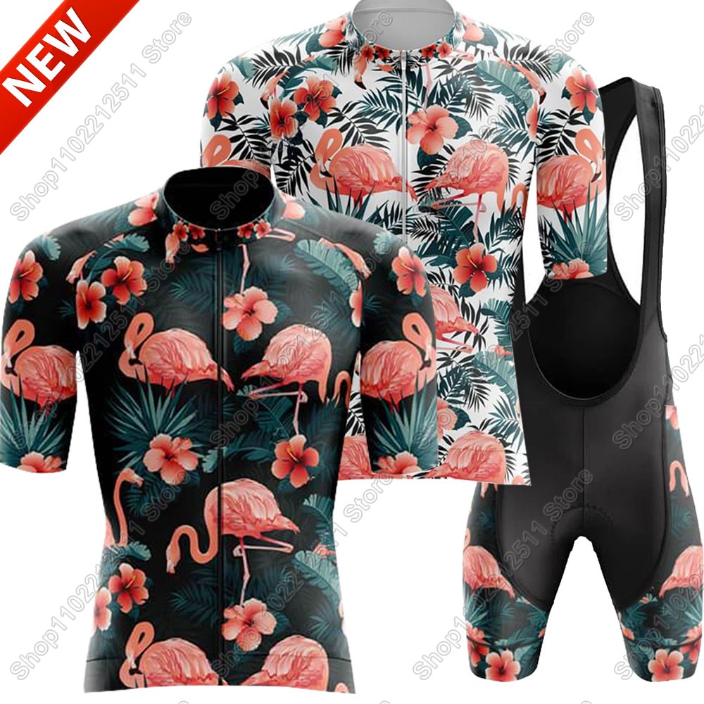 Cycling Bib Shorts - 2025 Flamingoชุดขี่จักรยานJerseyจักรยานเสื้อผ้าผู้ชายฤดูร้อนจักรยานเสื้อชุดจักรยานกางเกงขาสั้นMTB Ropa Maillot
