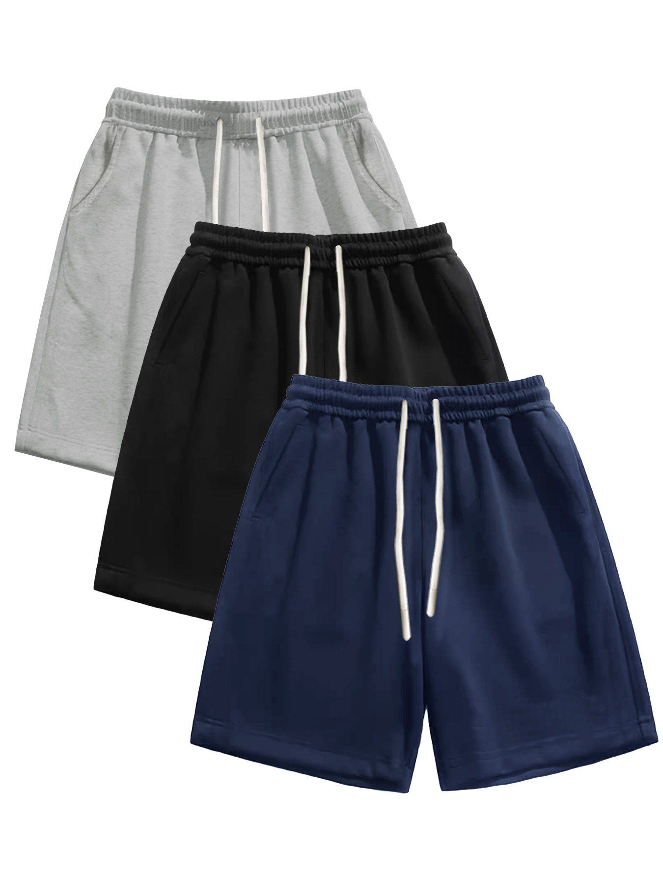 Cycling Bib Shorts - กางเกงขาสั้นผู้ชาย 3 ชิ้น สีพื้นสำหรับฤดูร้อน มีเชือกผูกเอว ใส่สบาย