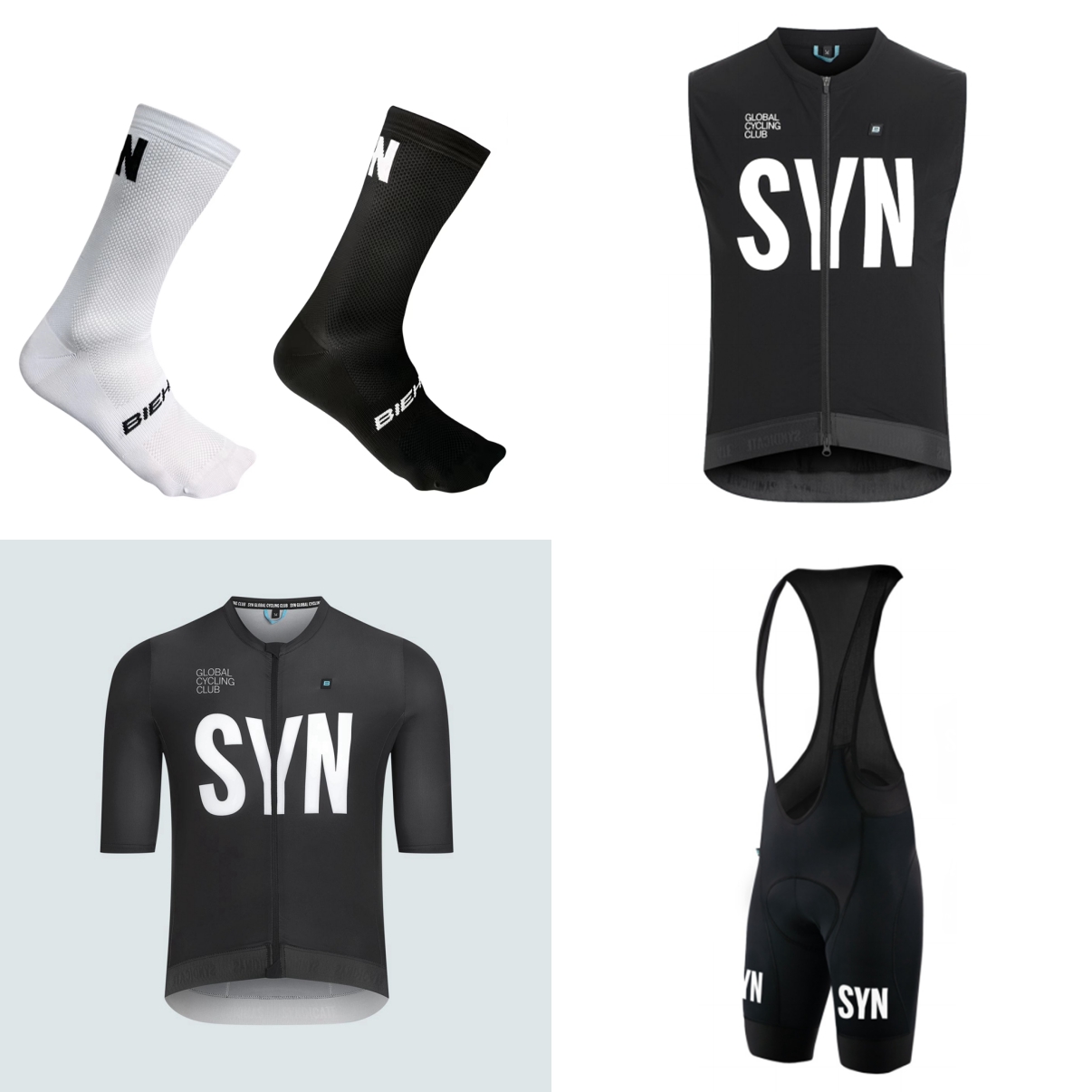 Cycling Bib Shorts - ชุดปั่นจักรยานแขนสั้นสำหรับฤดูร้อน 2026 สีดำ-น้ำเงิน SYN ชุดเสื้อเจอร์ซีย์และกางเกงปั่นจักรยานแบบมีสายเอี๊ยม 4